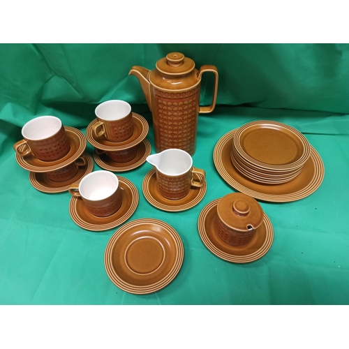 692 - A Hornsea Saffron Coffee Service. 1 x Coffee Pot, 1 x Milk jug, 1 x Sugar Bowl , 1 x cake Plate, 8 S... 