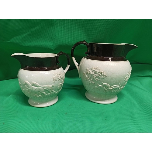 1023 - A Pair Of Sparrow Beak Salt Glazed Jugs.