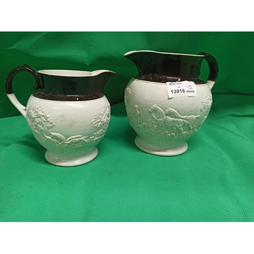 1023 - A Pair Of Sparrow Beak Salt Glazed Jugs.