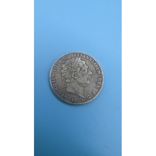 355 - An 1820 George III Silver Crown Coin in Fine to V. Fine Condition