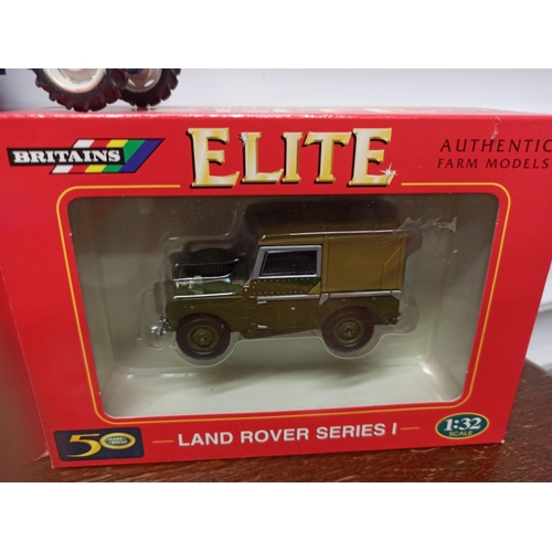 1218 - Britain's Farm Toys Land Rover, Discovery, Land Rover Series 1. Both In Original Packaging. A Ford T... 