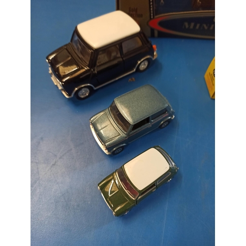 1230 - Burago Mini Cooper, 3 Minis, Dinky Morris Mini Traveller In original Box. 2 x Chitty Chitty Bang Ban... 