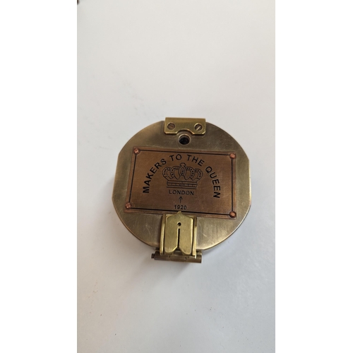 664 - A Heavy Brass Compass in Wooden Box