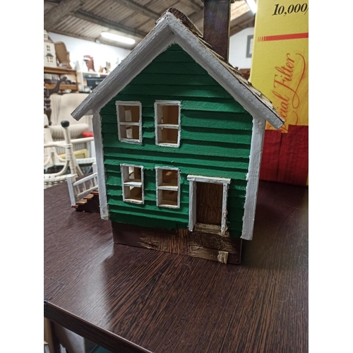 1263 - A Hand Built Wooden House Model.