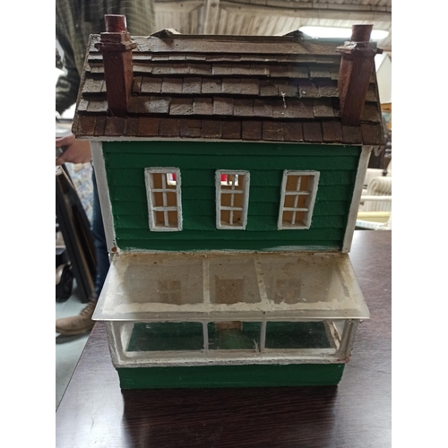 1264 - A Hand Built Wooden Dolls House Model With Conservatory.