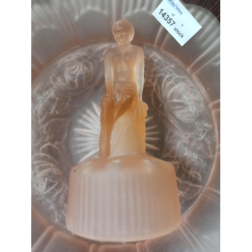 1007 - Art Deco Rose Glass Lady And Bowl.