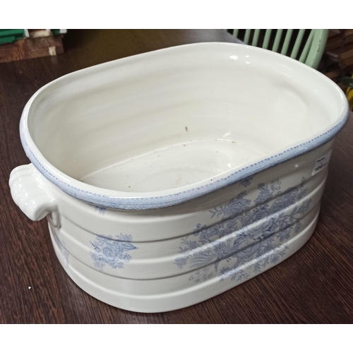 1134 - An Antique Burleigh Asiatic Pheasants Pattern Blue/ White Ceramic Foot bowl.
43cm x 41cm x 17cm.