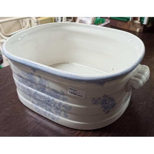 1134 - An Antique Burleigh Asiatic Pheasants Pattern Blue/ White Ceramic Foot bowl.
43cm x 41cm x 17cm.