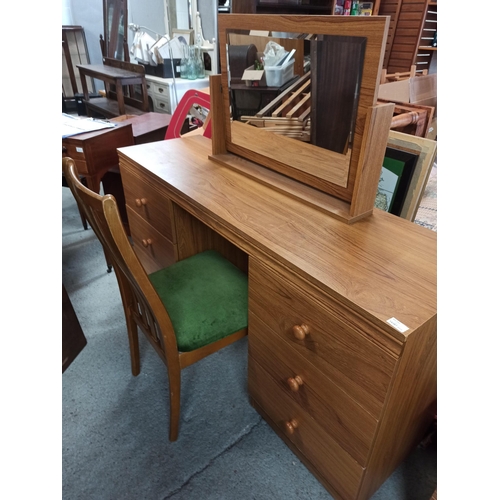 716 - A Dressing Table With Mirror And Chair.
146cm L x 70cm H x 43cm W.