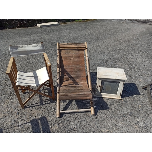 75 - Directors Chair, Bamboo Chair and Egg Cupboard