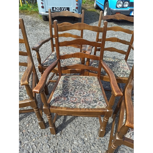 228 - 8 x Carver Dining Chairs with Floral Covered Seats