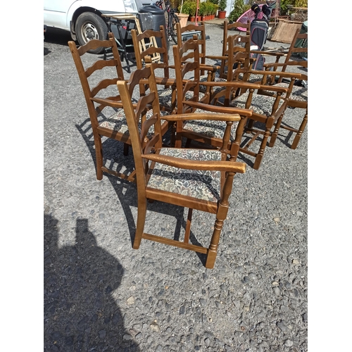 228 - 8 x Carver Dining Chairs with Floral Covered Seats