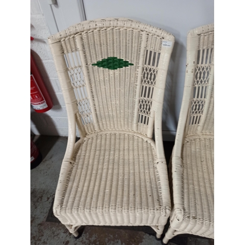 225 - A Pair Of Wicker Painted Conservatory Chairs.