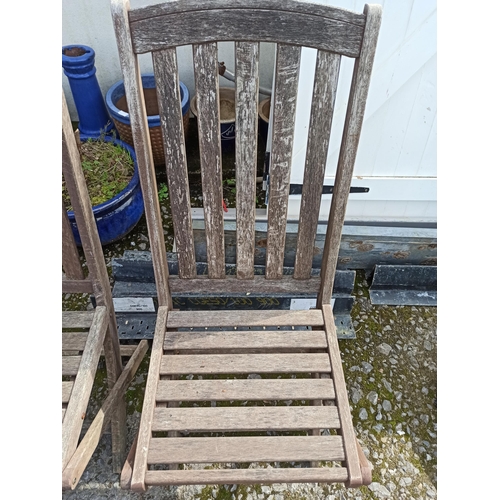 66 - 2 x hard Wood Folding Garden chairs.