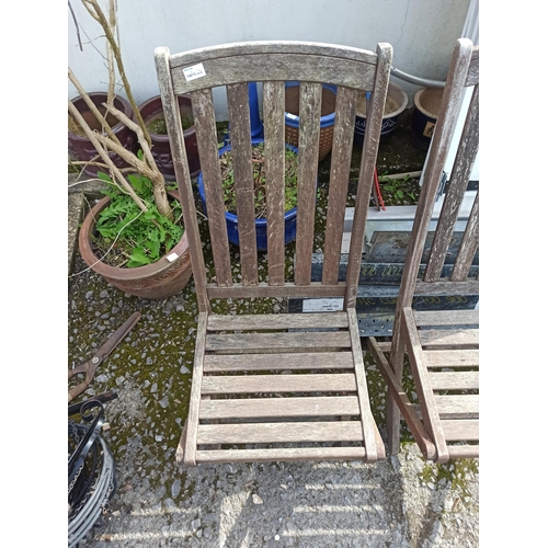 66 - 2 x hard Wood Folding Garden chairs.