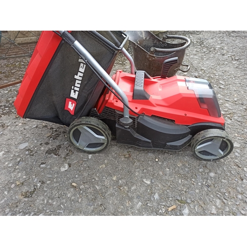 139 - Einhell Battery Lawn Mower With Charger And Grass Box.