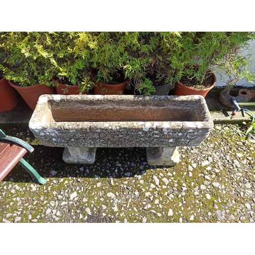 33 - Concrete Trough on Stand 48cm H x 93cm W x 24cm D