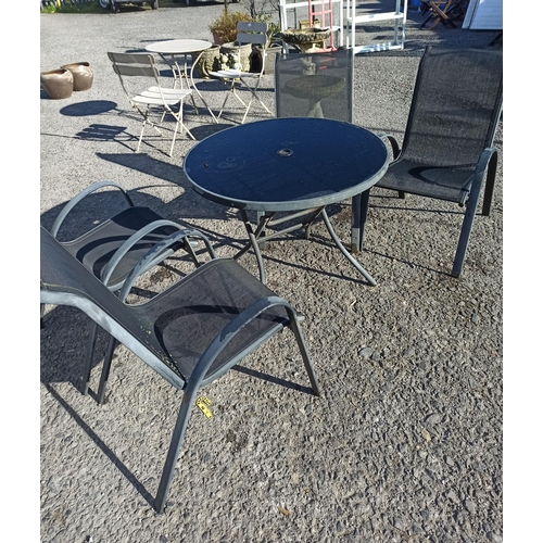 73 - Metal and Glass Outside Table with 4 x Chairs