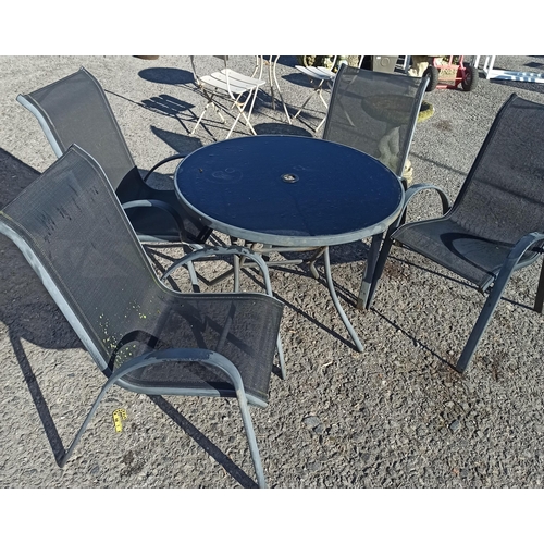 73 - Metal and Glass Outside Table with 4 x Chairs