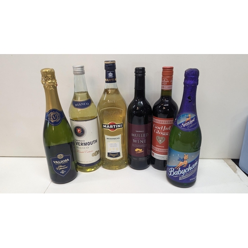 583 - 6 x Bottles Of Wine & Spirits, Babycham, Martini, Glogg.