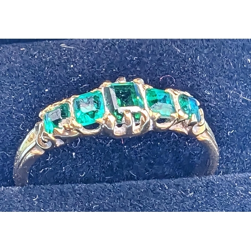 418 - An Unhallmarked but Tested 9ct Gold and Emerald Ring, Size Q/R 2.75grams