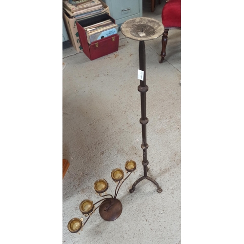 985 - A Large Heavy Candlestick And Candelabra.