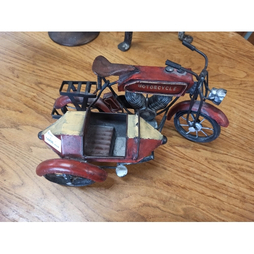 1211 - Motor Cycle And Side Car, Metal Model.