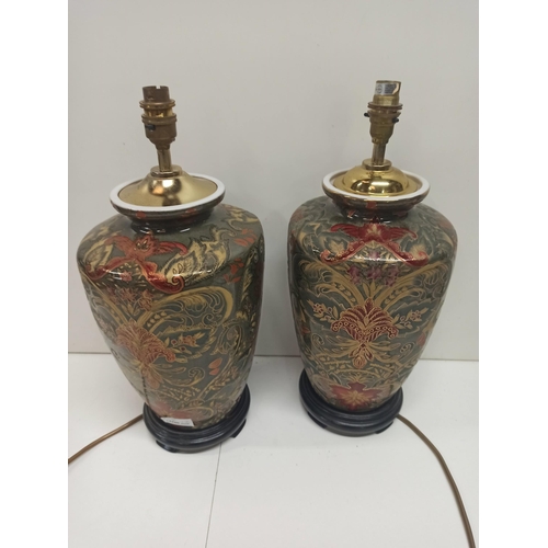 991 - 2 x Table Lamps With Floral Design & Shades.
45cm H.