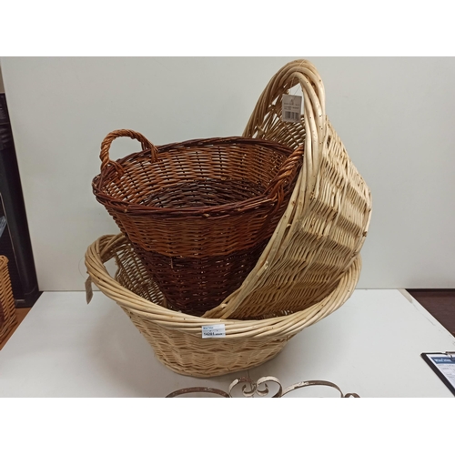 1151 - 3 x Wicker Baskets And A Metal Plate Stand.