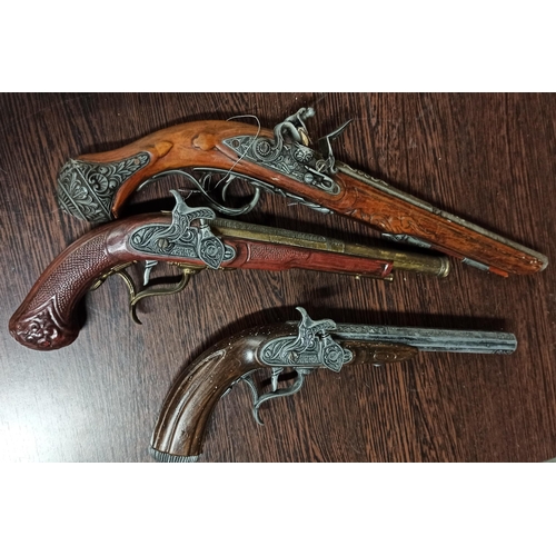 527 - 3 x Decorative Flintlock Pistols.