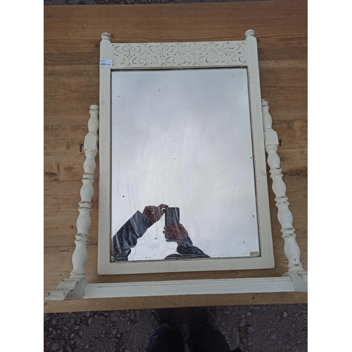 1039 - A Antique White Painted Free Standing Mirror.