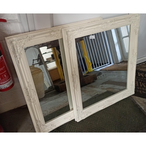 1040 - 2 x White Framed Mirrors.
64cm W x 74cm H.