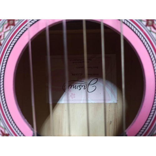 342 - A Jasmine Pink Accoustic Guitar & Case.