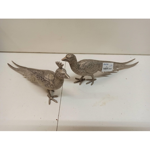 1140 - A Pair Of Pewter Pheasants.