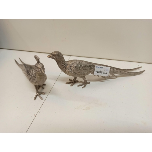 1140 - A Pair Of Pewter Pheasants.