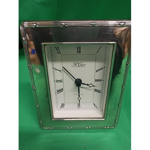 441 - Hallmarked Silver Quartz Clock -  R Carrs Of London.