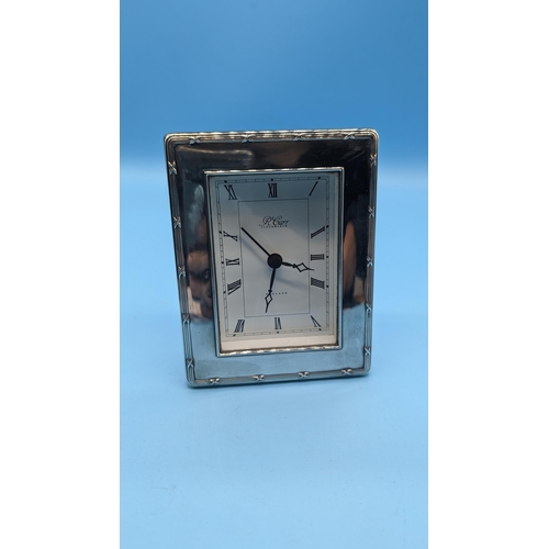 441 - Hallmarked Silver Quartz Clock -  R Carrs Of London.