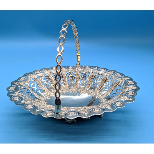 434 - A Hallmarked Bon Bon Dish with Handle , Martin & Co 1887 Sheffield 157grams