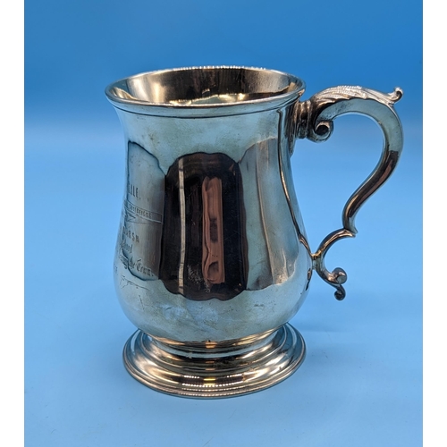 436 - A Hallmarked Silver Tankard Inscribed 