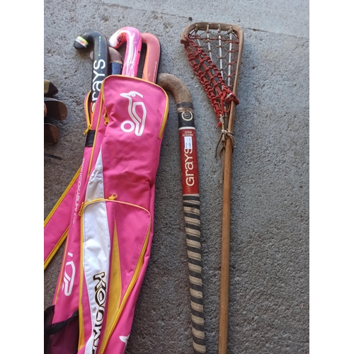 237 - Golf Clubs, Hockey Sticks, Lacrosse Racquets & More.
6 x Hockey Sticks With Kookaburra Bag, Vintage ... 