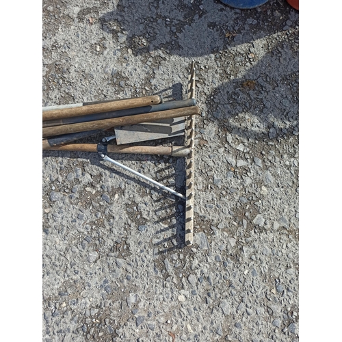 87 - Selection of Garden Tools, Spade, Rakes and More