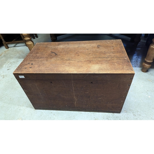 1089 - Large Wooden Trunk with Vintage Fabric 82cm L x 48cm D x 48cm H