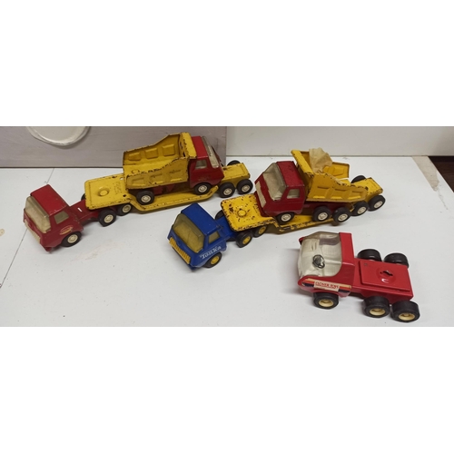 1242 - Tonka Toys, Lorry's, 4 x Lorry's, 2 x Trailers, And One Clover Toys Lorry.