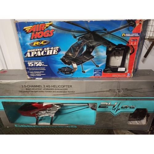 1256 - 2 x Remote Control Helicopters - Air Hogs Boeing AH-64D Apache and other.