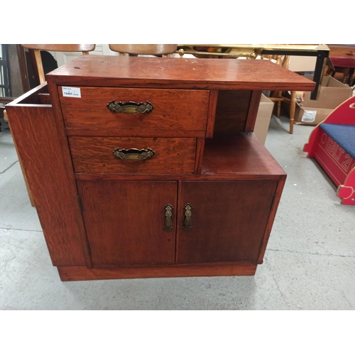 467 - A Mid Century Hall Stand Side Board With Walking Stick Rack.