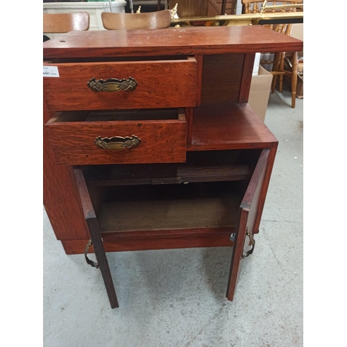 467 - A Mid Century Hall Stand Side Board With Walking Stick Rack.