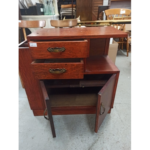 467 - A Mid Century Hall Stand Side Board With Walking Stick Rack.