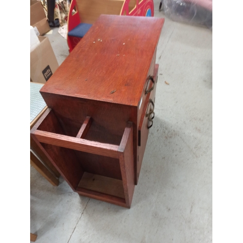 467 - A Mid Century Hall Stand Side Board With Walking Stick Rack.