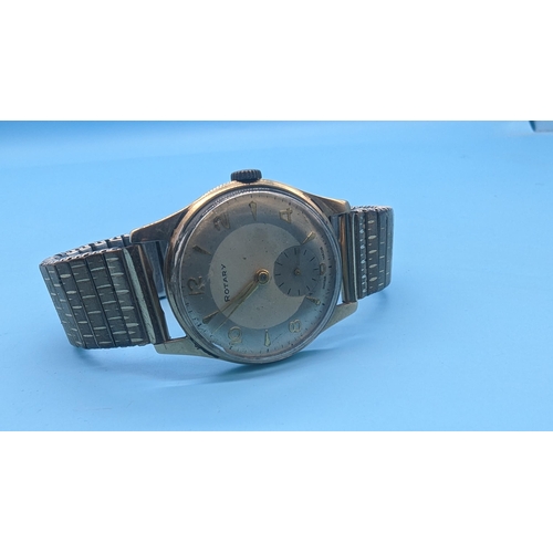 430 - A Vintage 9ct Gold Rotary Wristwatch - Running ( Strap not gold)