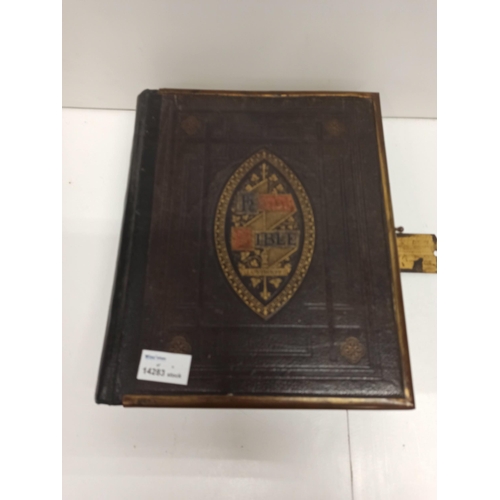 902 - Bible Leather Bound With Brass Edgings And Clasp.